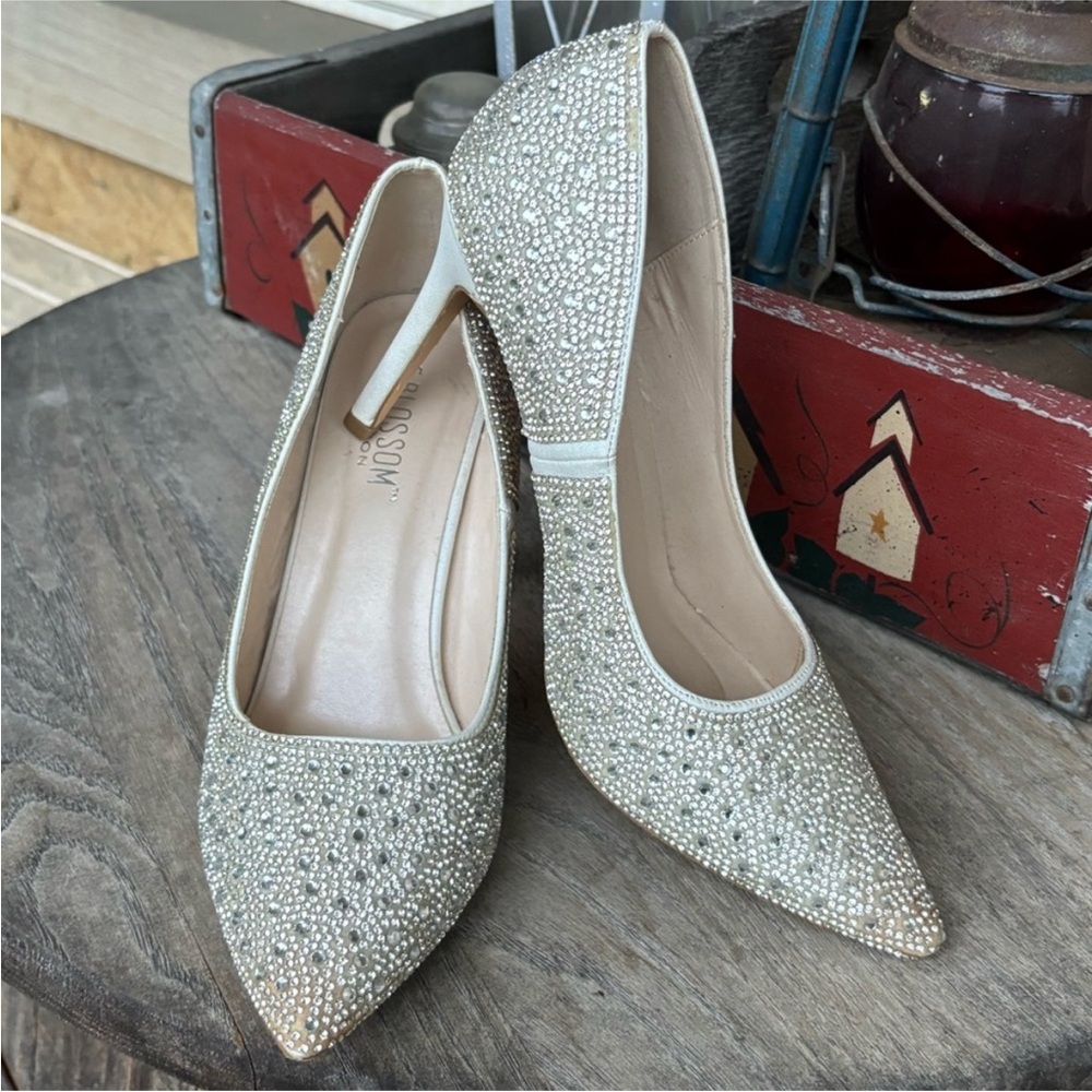 De Blossom‎ Collection Crystal Studded Satin Pointed-Toe Heels